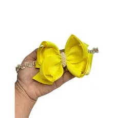 Tiara de Luxo| Tiara infantil | Tiara para festa | Tiara luxuosa | Festa de 1 ano | Laço amarelo | Tiara de pérolas