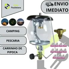 Lampiao A Gas Vidro Para Camping Barraca Pesca Com Camisinha