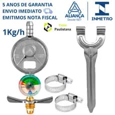 Registro Regulador Válvula De Gás Botijão Manômetro + Chave