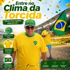 Kit Camisa do Brasil Masculina Plus Size Amarela e Azul Selecao Brasileira Copa do Mundo 2026