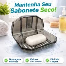 Saboneteira Porta Sabonete de Parede Alta Qualidade Resistente Fumê com Ventosa Modelo Star