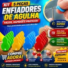 Passador Enfiador para Agulha 5cm - Kit com 5 Unidades | Costura Fácil e Rápida