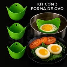 Kit 3 forma Silicone Ovo Pochê Sem Óleo Cozinhar Cozimento Saudável Livre Bpa Banho Maria Cor Verde