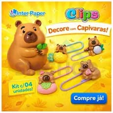 Clips de Papel Metal Mini Decorativo Colorido 4 Peças Capivara Para Escola Agenda Caderno Lançamento