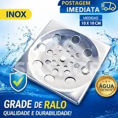 Ralo Tampa Grelha INOX QUADRADO Para Chão Banheiro Lavanderia Abre E Fecha Rotativo 10x10 Overtime