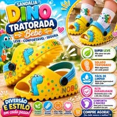 Sandália Chinelo Infantil Bebê Baby Slide Tratorado Dinossauro Confortável Macio Leve Antiderrapante