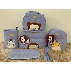 Bolsa de bebê saída maternidade 5 peças tema Safari luxo. Bolsas tiara baby