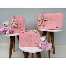 Kit Bolsa Maternidade Personalizado 3 Peças | Tiara Baby