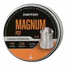 Chumbinho Raptor Magnum PCP 6,0mm Longa Distância 100un