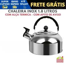 Chaleira Inox 1.8 Com Tampa Alça Térmica e Apito Para Café Cha Bebidas