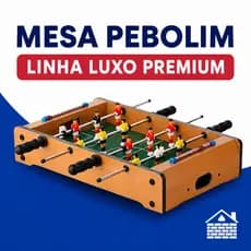 Pebolim Jogo Totó Mini Mesa Futebol 12 Jogadores Madeira Premium