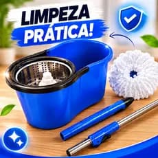 Esfregão Mop Base 180° 8L Capacidade Limpeza Prática Eficiente Microfibra