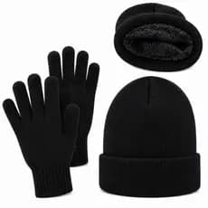 Touca e Luva de Lã Frio Intenso Gorro Inverno Quentinho Forrada Escola Juvenil Adolescente Unisex