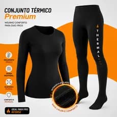 Blusa Calça Térmico Segunda Pele UV 50+ Conjunto Feminino Flanelado Frio intenso Meia Inverno