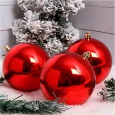 Bola De Luxo 15cm Natal Grande Brilhante Lisa Vermelha ou Dourada Premium Decoração Natalina