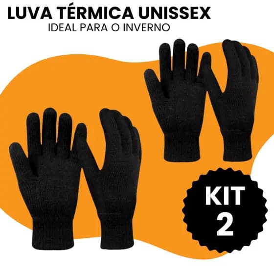 Kit 2 Luvas de Lã Térmicas Frio Intenso Inverno Tecido Grosso Adulto Masculino Feminino Mãos