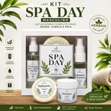 Kit Spa Day Masculino 4 Itens Barba Cabelo Pele Presente Masculino Herbal Completo
