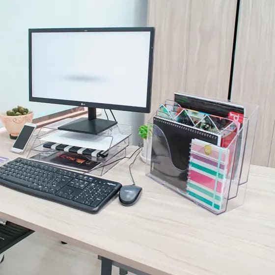 Suporte de Monitor Organizador de Sulfite Documentos Multiuso Display de Mesa