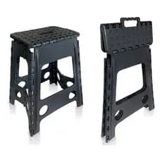 BANCO BANQUETA DOBRAVEL ANTARES RESISTENTE ANTIDERRAPANTE PRETA LEVE PRATICA DURAVEL SUPORTA ATE 80KG