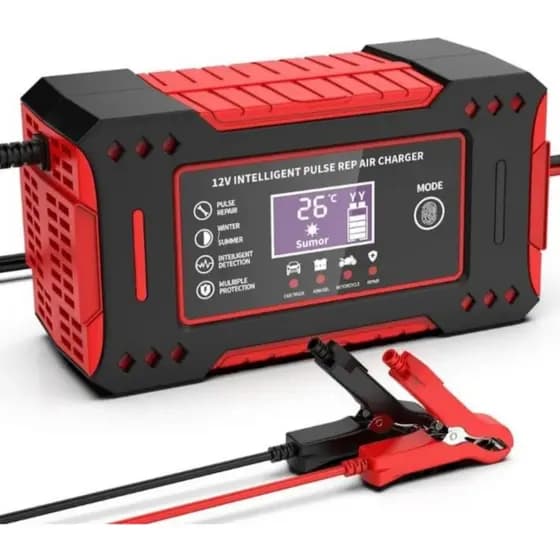 CARREGADOR DE BATERIA AUTOMOTIVA 6A 12V CARROS MOTOS CAMINHONETES E CAMINHÕES CARREGA POTENTE100AH
