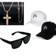 Kit Colar Cruz Masculino 18k + Boné Fé+ Óculos Premium Promoção envio hoje mesmo