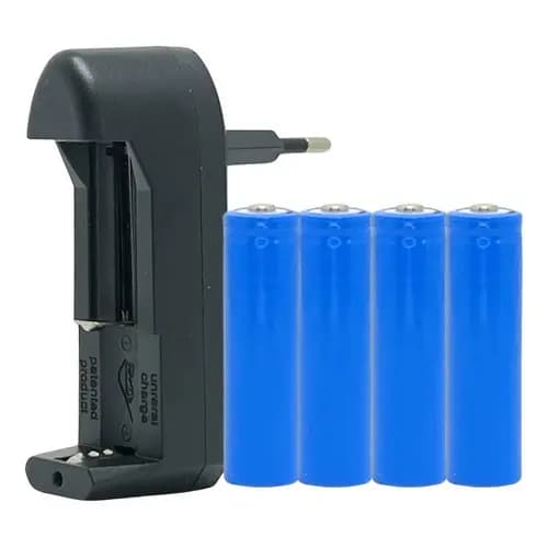 Kit Carregador  Portátil Lanterna Tática com  4un 14500 Recarregavel Rápido Bivolt Tomada Inteligente Profissional