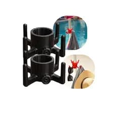 Kit 2 Gancho Para Guarda-Sol Universal Com 4 Ganchos Porta Toalha Bolsa Chapéu Praia Piscina