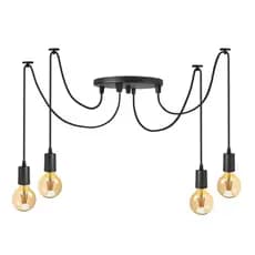 Composição Luminária Aranha de 6 pendentes e 4 pendentes Lustre Preto 4 Metros Bivolt