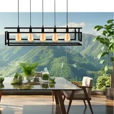 Pendente Lustre Luminária Infinity Para 5 Lâmpadas Preto Bivolt