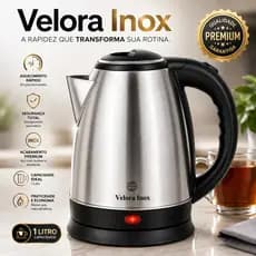 Chaleira Elétrica 1 Litro Inox 127V Aquecimento Rápido Desligamento Automático Velora Inox