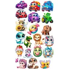 Impressão DTF, Estampa Infantil, Estampa Fofa, Estampa Carrinhos, Estampas Animaizinhos, 100 cm - A / 57 cm - L