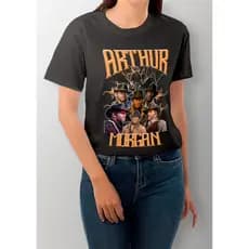 Camiseta T-Shirt 100% Algodão, Red Dead Redeption, Arthur Morgan, Estampa Vintage, P ao GG
