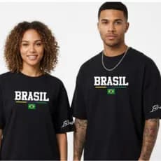 Camiseta Brasil  Streetwear Premium Oversized Moderna basica Masculina Estampa Algodão