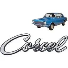 EMBLEMA CORCEL FORD CORCEL 1970 ATÉ 1980 MANUSCRITO CROMADO TAMPA TRASEIRA COM DUPLA FACE CARRO
