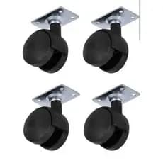 Rodinhas para moveis - 40mm com chapa reta 30mm x 45mm - Kit com 4pç