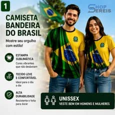 Camisetas Camisa Unissex Brasão Bandeira Brasil Ombro Nação