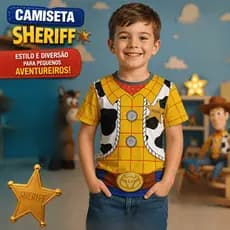 Camisa Camiseta Xerife Woody Toy Story Traje Fantasias