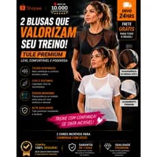 2 Blusa Tule Feminina Academia Treino Fitness Moda Fitness