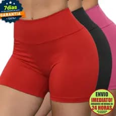 Short Fitness Feminino Academia Cós Alto Suplex Premium Zero Transparência Legging Curta