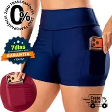Short Academia Feminino Bolso LATERAL Suplex Premium Fitness Bermuda Empina Bumbum Não Transparente