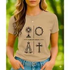 Camiseta Unissex Católica Estampada Minimalista "É Lindo Ser Católico" 100% Algodão Camisa Premium Trevix.