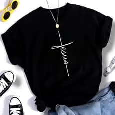 Camiseta T-Shirt blusa feminina Jesus cruz 100% Algodão premium Trevix!