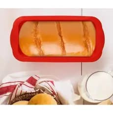 KIT 2 Forma Assadeira Pães Bolos Silicone Retangular Antiaderente