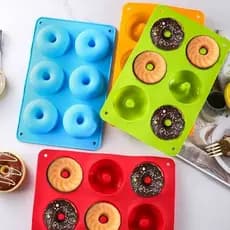 Kit 2 Molde Forma De Silicone Para Chocolate Mini Donuts Doce 6 ou 12 Cavidades BPA Free