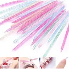 100 Peças Espatulas Palitos Para Unha Cutícula Cílios Multifuncional Acrílico Com Glitter