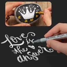 Caneta/Marcadora De Tinta Permanente Metálica À Prova D'água Dourada Prata Pintura Artesanal De Bricolage