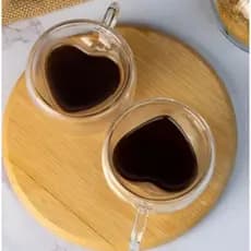Jogo de 2 /4 /6 Xicaras de Coração 240ml Parede Dupla Café Chá Sucos