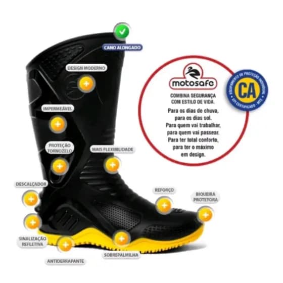 Bota Chuva Impermeável Moto Motociclista Motoboy Motoqueiro