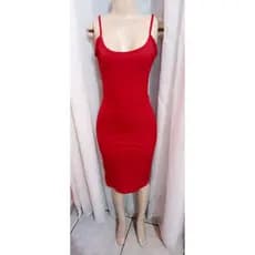 vestido canelado vermelho / res- poliéster com 10 % de elastano Casamento Blogueiras-elegante/natal fim de ano