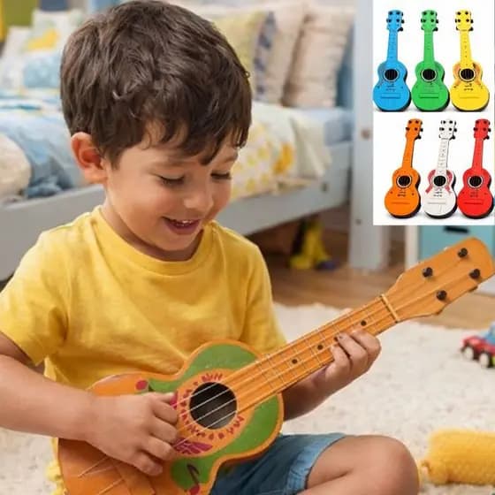 Brinquedo KIT 2 Violão Violinha Cavaquinho Kids Plástico 4 Cordas Colorida Musical violãozinho de Brinquedo Infantil